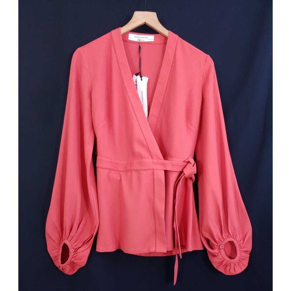 Another Tomorrow Lantern Sleeve Wrap Sample Blouse - Sm - NWT